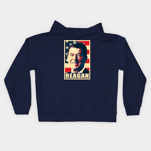 Ronald Reagan Propaganda Poster Art Kids Hoodie by Nerd_art